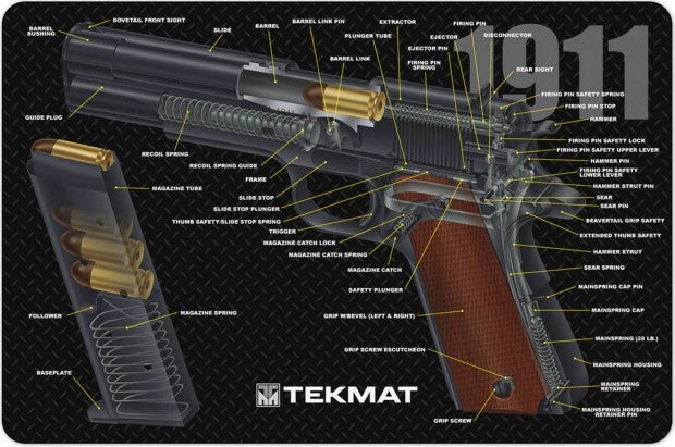 TekMat Black/White Rubber 17 Long 11 x 17 Glock Gen3 Parts Cleaning Mat